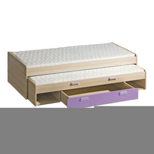 TEMPO KONDELA Ego L16 80 rozkladacia posteľ s prístelkou jaseň / fialová