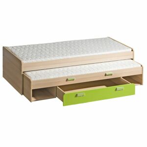 TEMPO KONDELA Ego L16 80 rozkladacia posteľ s prístelkou jaseň / zelená