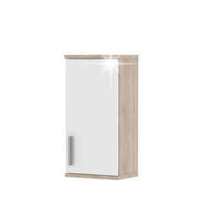 Kúpeľňová skrinka na stenu Lessy LI 4 - dub sonoma / biely vysoký lesk