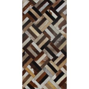 TEMPO KONDELA Typ 2 kožený koberec 70x140 cm vzor patchwork