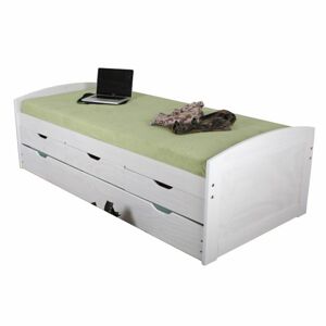 TEMPO KONDELA Marinella 90 drevená posteľ s prístelkou biela