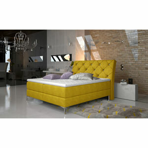 NABBI Amika 160 čalúnená manželská posteľ s úložným priestorom žltá