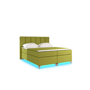 NABBI Barino 140 čalúnená manželská posteľ s úložným priestorom zelená