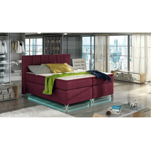NABBI Barino 180 čalúnená manželská posteľ s úložným priestorom bordová