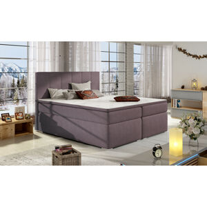 NABBI Barmo 140 čalúnená manželská posteľ s úložným priestorom fialová