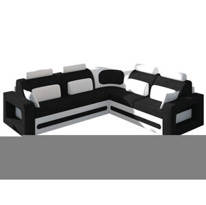 NABBI Bolzano P rohová sedačka s rozkladom a úložným priestorom čierna (Sawana 14) / biela (Soft 17)