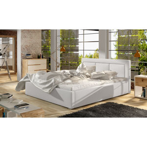 NABBI Branco 140 čalúnená manželská posteľ s roštom biela
