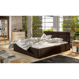 NABBI Branco 160 čalúnená manželská posteľ s roštom tmavohnedá (Soft 66)