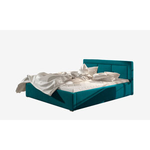 NABBI Branco UP 180 čalúnená manželská posteľ s roštom tyrkysová