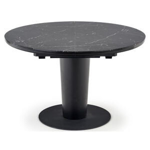 Okrúhly rozkladací jedálenský stôl Cristiano - čierny mramor / čierna