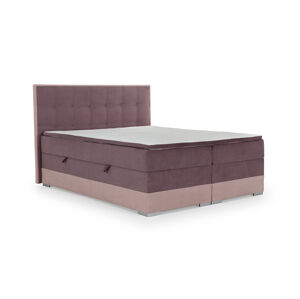 NABBI Dalino 140 čalúnená manželská posteľ s úložným priestorom fialová / ružová