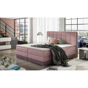 NABBI Dalino 140 čalúnená manželská posteľ s úložným priestorom ružová / fialová