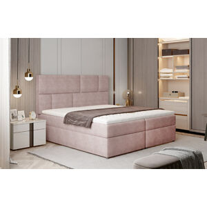 NABBI Ferine 185 čalúnená manželská posteľ s úložným priestorom ružová