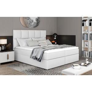 NABBI Grosio 145 čalúnená manželská posteľ s úložným priestorom biela