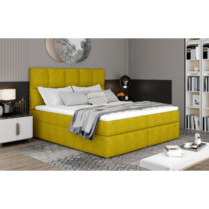 NABBI Grosio 185 čalúnená manželská posteľ s úložným priestorom žltá