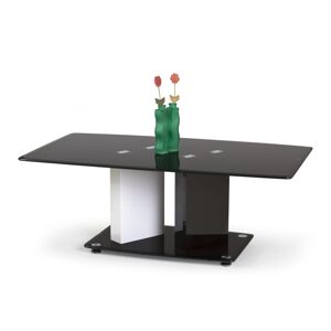 HALMAR Debra sklenený konferenčný stolík čierny lesk / biely lesk