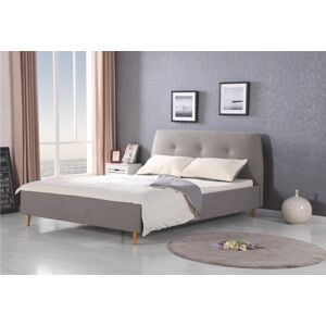 HALMAR Doris 160 čalúnená manželská posteľ s roštom sivá / jelša