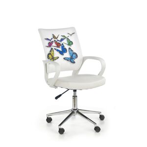 HALMAR Ibis detská stolička na kolieskach s podrúčkami biela / vzor motýle