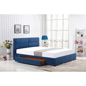 HALMAR Merida 160 čalúnená manželská posteľ s roštom modrá