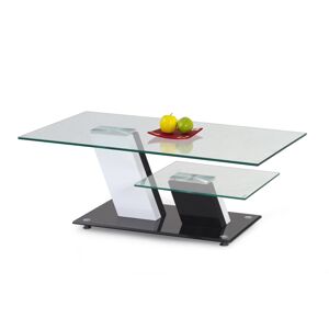HALMAR Savana sklenený konferenčný stolík čierny lesk / biely lesk / čierna / priehľadná