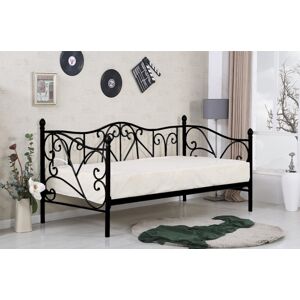HALMAR Sumatra 90 kovová jednolôžková posteľ s roštom čierna