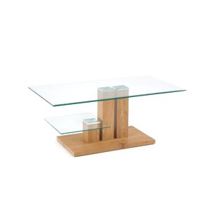 HALMAR Tempa sklenený konferenčný stolík dub zlatý / priehľadná