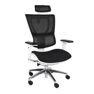 NABBI Iko WT kancelárska stolička s podrúčkami čierna / biela / chróm