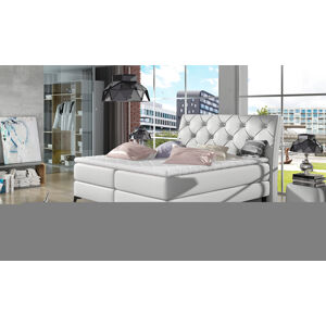 NABBI Lazio 140 čalúnená manželská posteľ s úložným priestorom biela