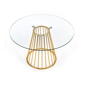 HALMAR Liverpool okrúhly sklenený jedálenský stôl priehľadná / zlatá