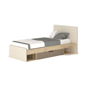 NABBI Loros 90 jednolôžková posteľ s roštom 90x200 cm dub artisan / latte / champagne