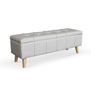 HALMAR Massimo čalúnená lavica s úložným priestorom biela / prírodná