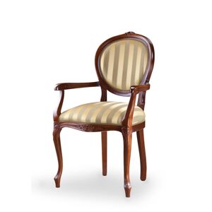 TARANKO Krzeslo L rustikálne jedálenské kreslo hnedá / zlato-zelený vzor (A4 0305)