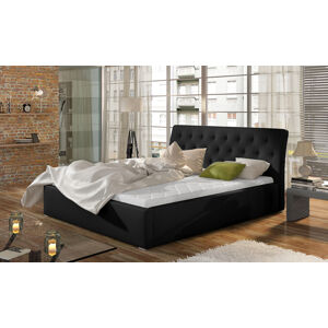 NABBI Monzo 140 čalúnená manželská posteľ s roštom čierna