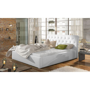 NABBI Monzo UP 160 čalúnená manželská posteľ s roštom biela