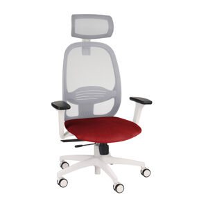Kancelárska stolička s podrúčkami Nedim WS HD - červená (Magic Velvet 02) / sivá / biela