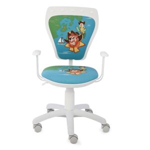NOWY STYL Ministyle detská stolička na kolieskach s podrúčkami biela / vzor piráti