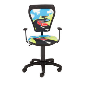 NOWY STYL Ministyle detská stolička na kolieskach s podrúčkami čierna / vzor Turbo