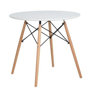 TEMPO KONDELA Demin okrúhly jedálenský stôl biela matná / buk