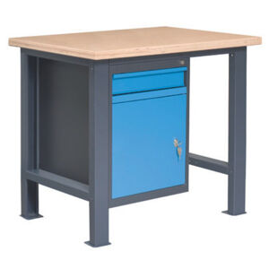 NABBI PL01L/P2 pracovný stôl so zverákom grafit / modrá
