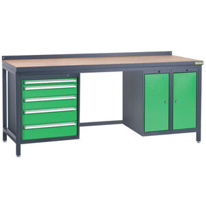 NABBI PSS03D/L4L10L10 pracovný stôl grafit / zelená