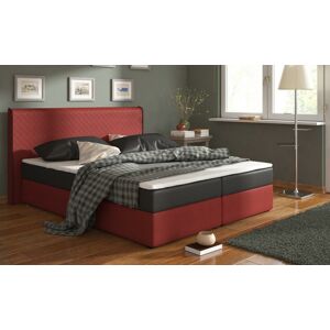 RENAR Bergamo 160 čalúnená manželská posteľ s matracmi čierna / červená