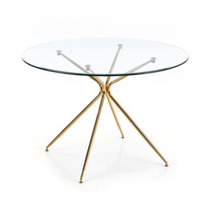 HALMAR Rondo okrúhly sklenený jedálenský stôl priehľadná / zlatá