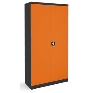 NABBI SB 1000 kovová kancelárska skriňa s nastaviteľnými policami grafit / oranžová