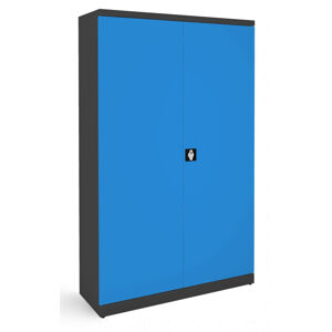NABBI SB 1200 kovová kancelárska skriňa s dvojkrídlovými dverami grafit / modrá