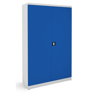 NABBI SB 1200 kovová kancelárska skriňa s dvojkrídlovými dverami svetlosivá / modrá