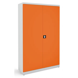 NABBI SB 1200 kovová kancelárska skriňa s dvojkrídlovými dverami svetlosivá / oranžová