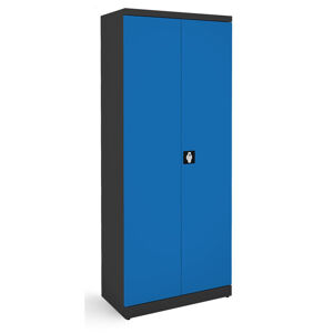 NABBI SB 800 kovová kancelárska skriňa s dvojkrídlovými dverami grafit / modrá
