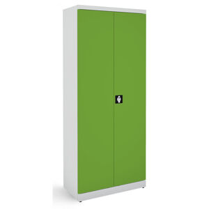 NABBI SB 800 kovová kancelárska skriňa s dvojkrídlovými dverami svetlosivá / zelená
