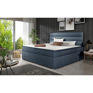 NABBI Spezia 140 čalúnená manželská posteľ s úložným priestorom modrá