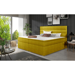 NABBI Spezia 180 čalúnená manželská posteľ s úložným priestorom žltá